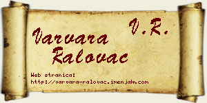 Varvara Ralovac vizit kartica